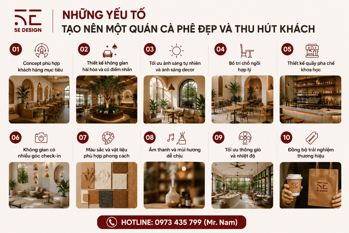 Những yếu tố tạo nên một quán cà phê đẹp và thu hút khách 