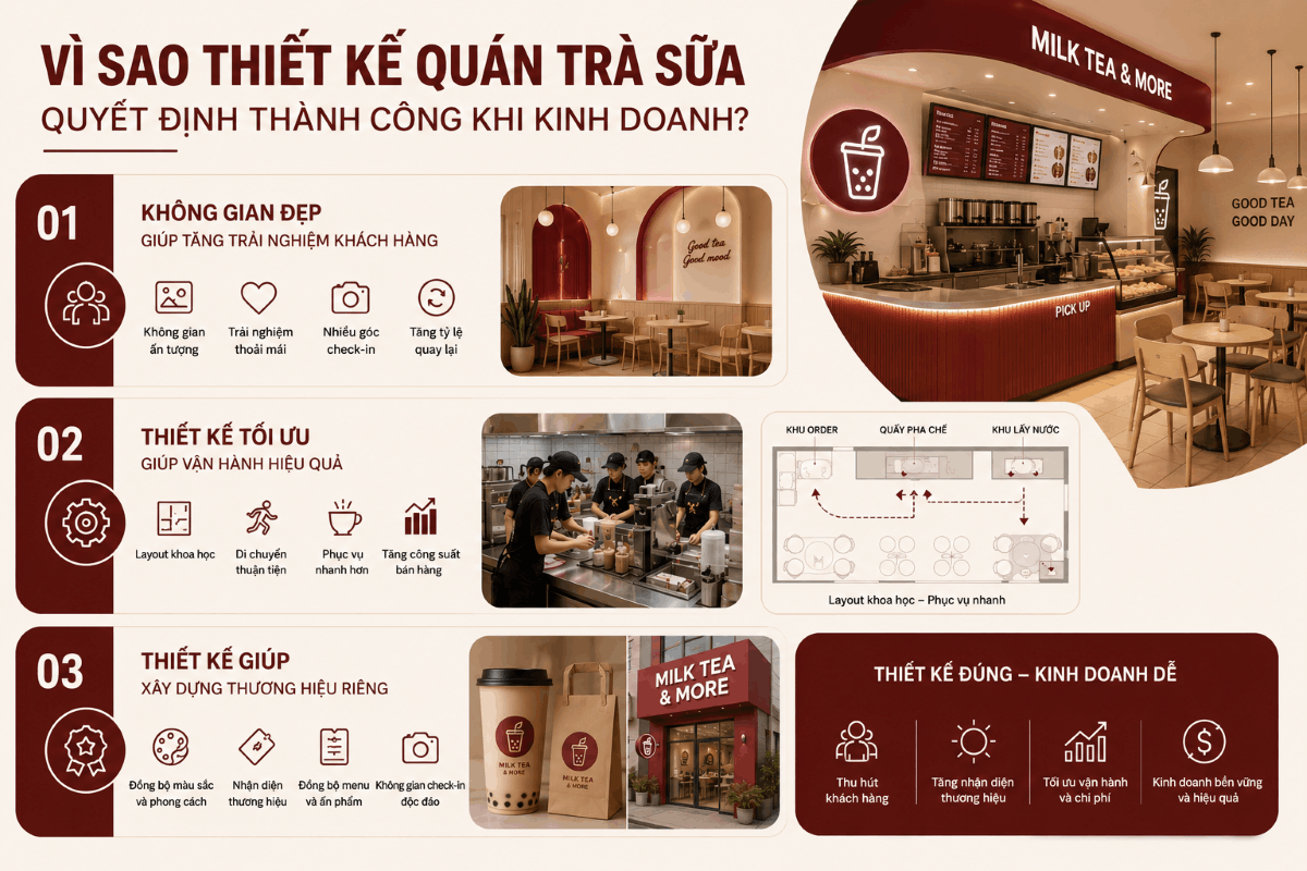 Vì sao thiết kế quán trà sữa quyết định thành công khi kinh doanh? 
