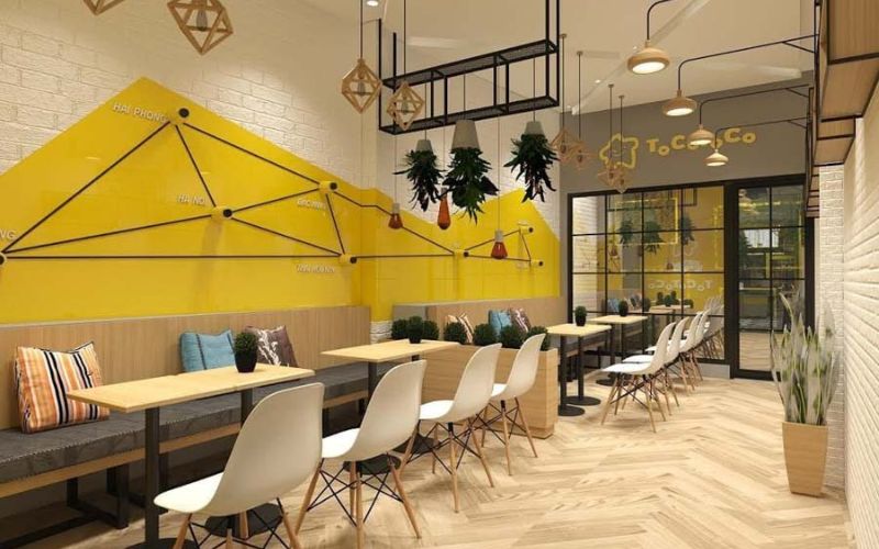 quán trà sữa industrial cá tính 