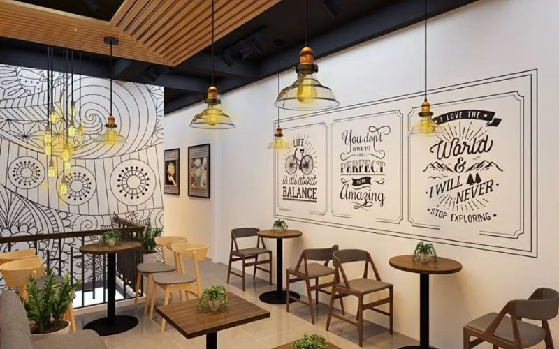 quán trà sữa industrial cá tính 