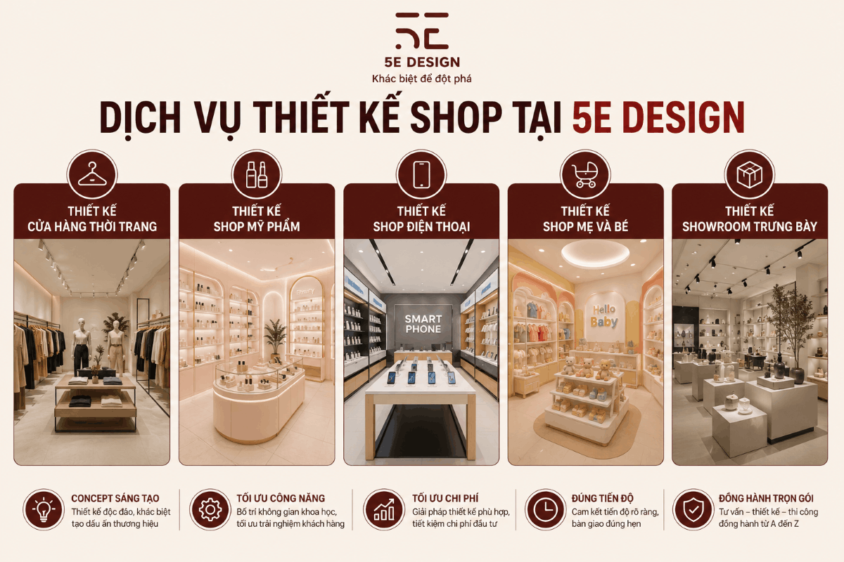 Dịch vụ thiết kế shop tại 5E Design 