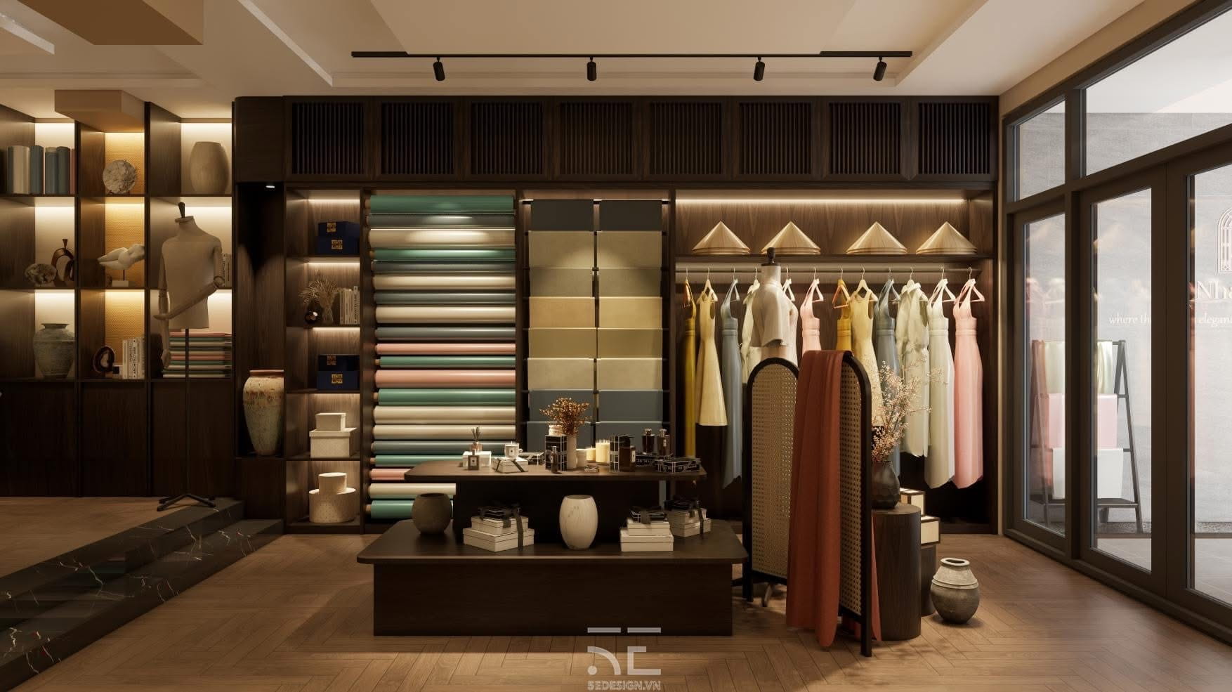 thiết kế showroom nhà lụa