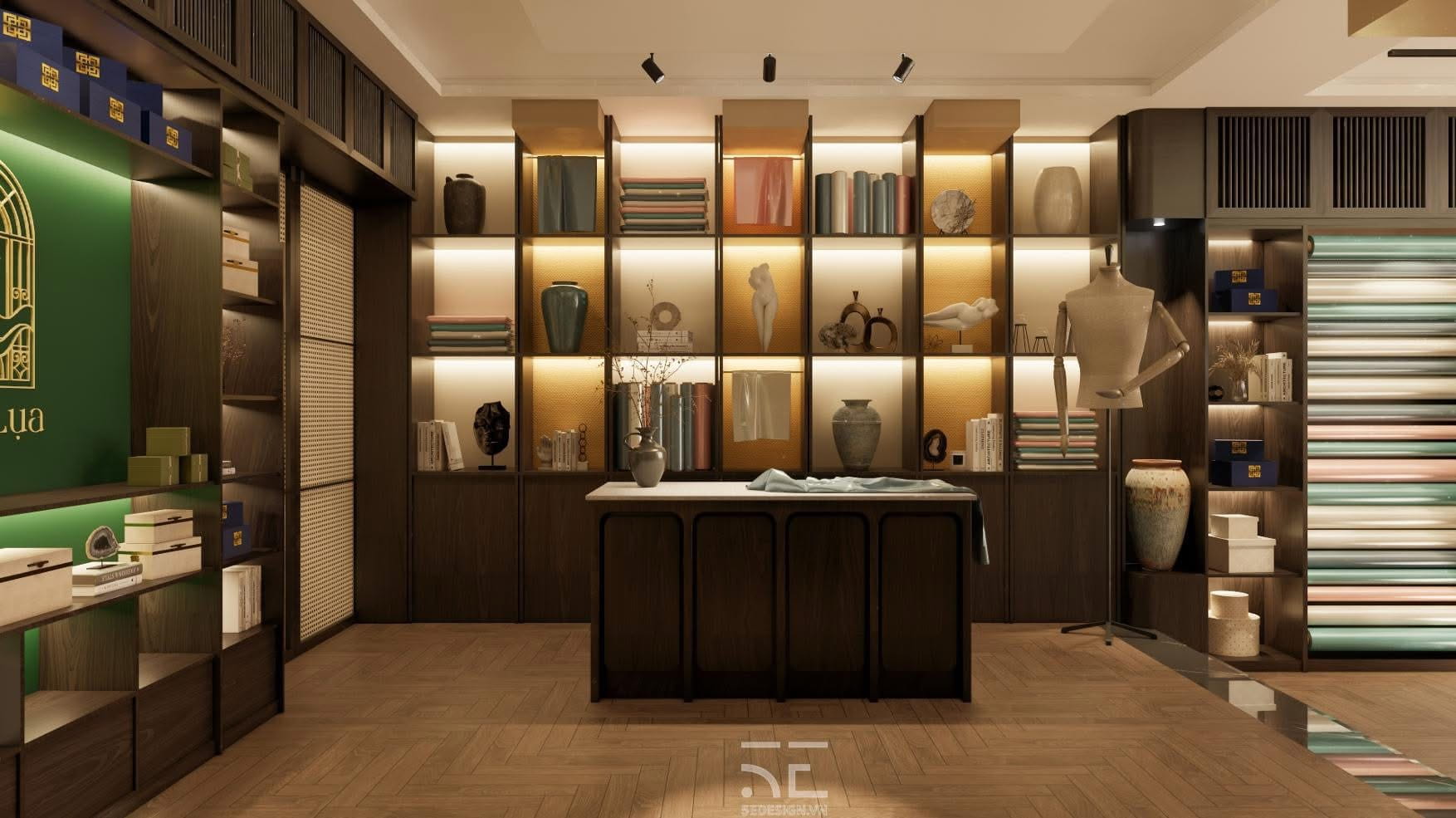 thiết kế showroom nhà lụa