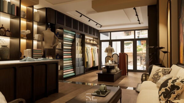 thiết kế showroom nhà lụa