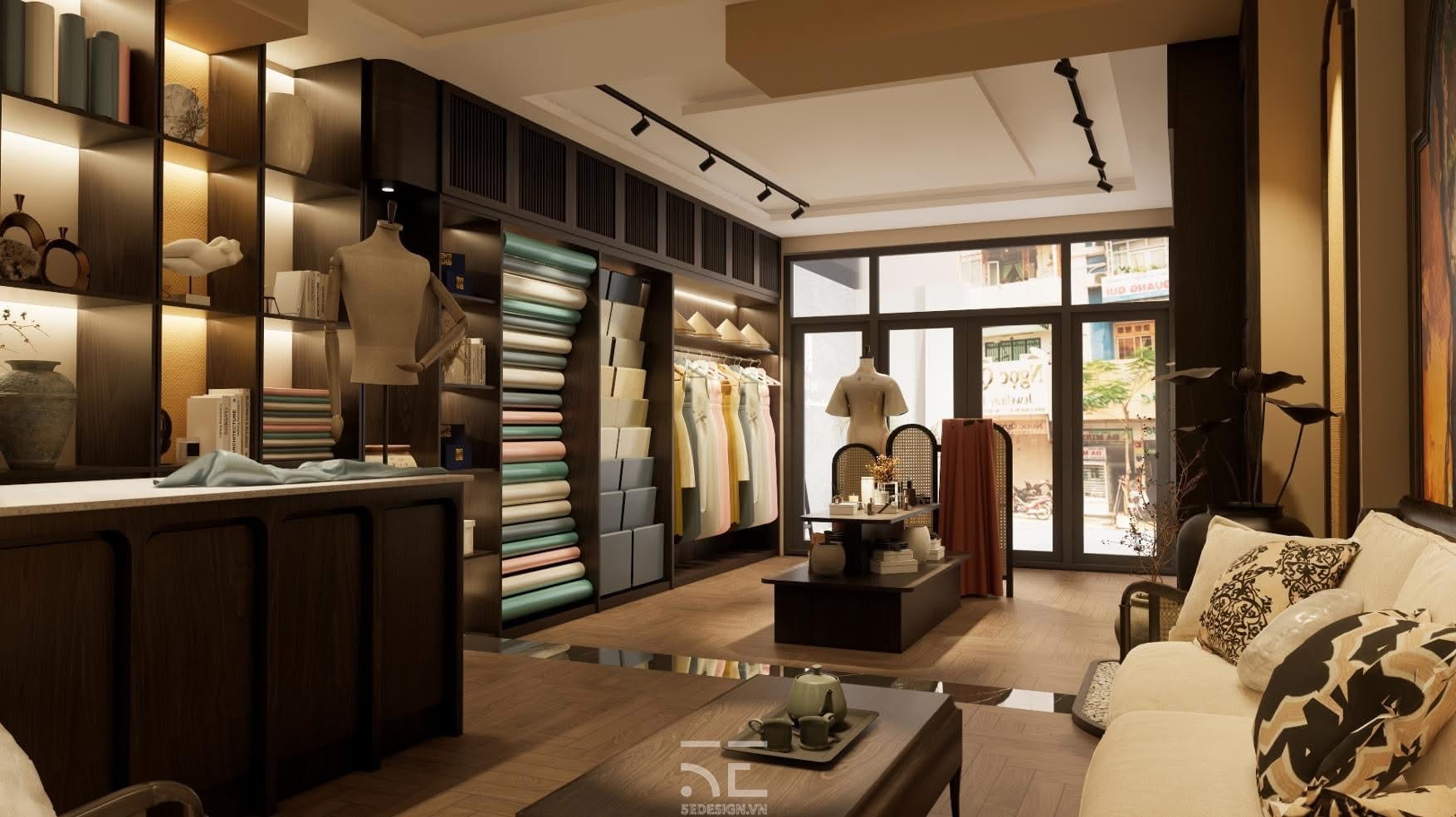 thiết kế showroom nhà lụa
