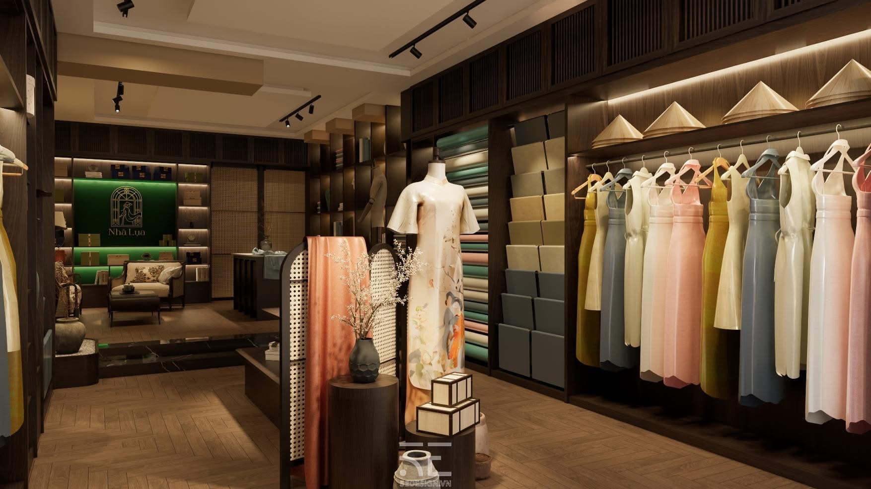 thiết kế showroom nhà lụa
