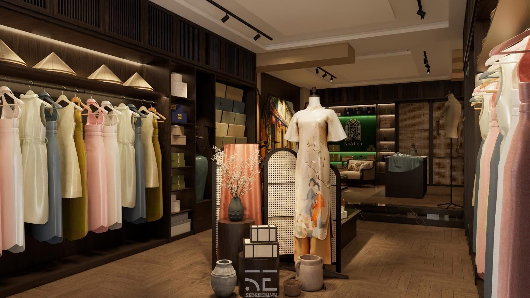 thiết kế showroom nhà lụa