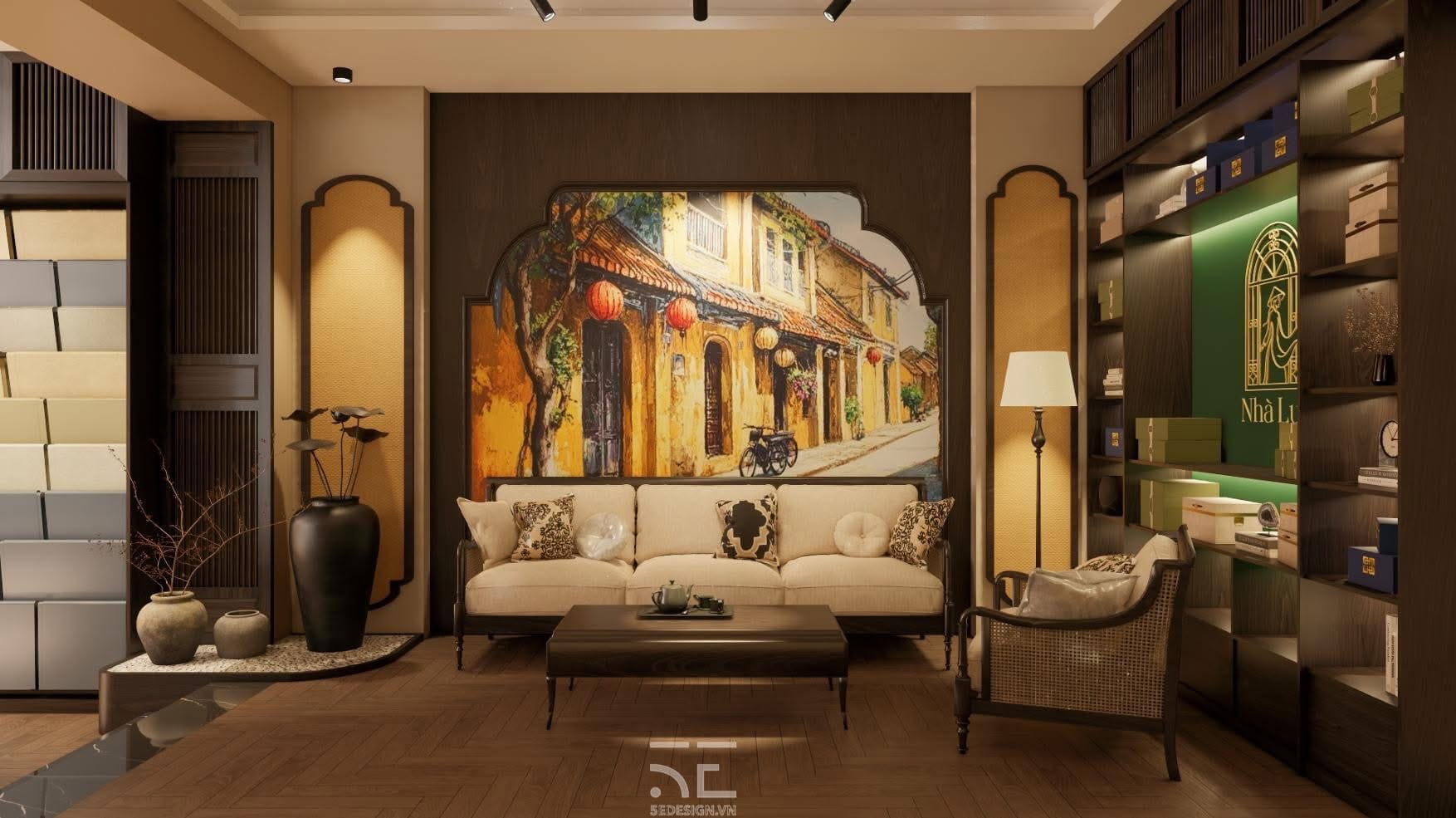 thiết kế showroom nhà lụa
