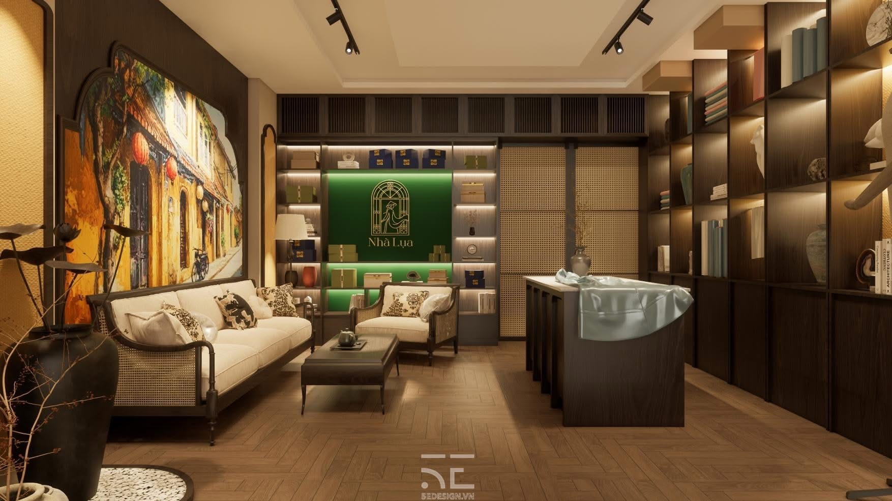 thiết kế showroom nhà lụa