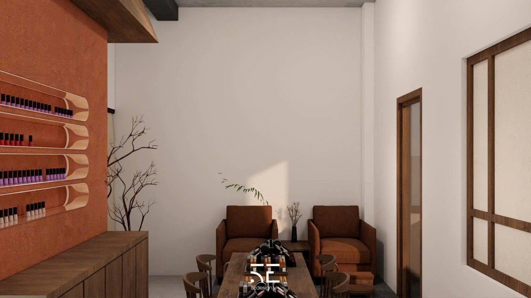 Chất liệu gỗ tự nhiên và bề mặt thô mộc