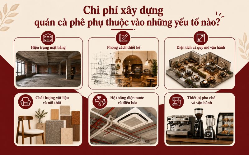 Chi phí xây dựng quán cà phê phụ thuộc vào những yếu tố nào? 