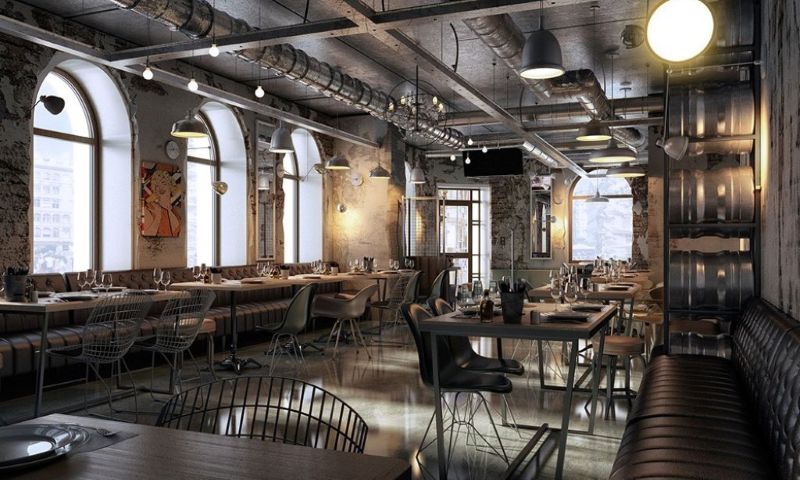 Thiết kế cafe Industrial phong cách Loft 