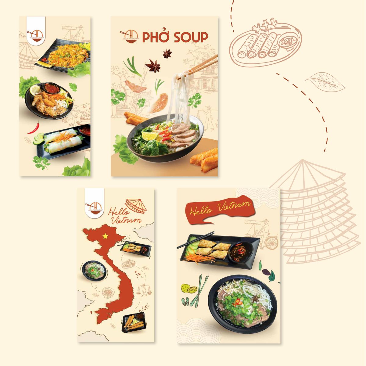 Thiết kế bộ nhận diện thương hiệu Asian Restaurant