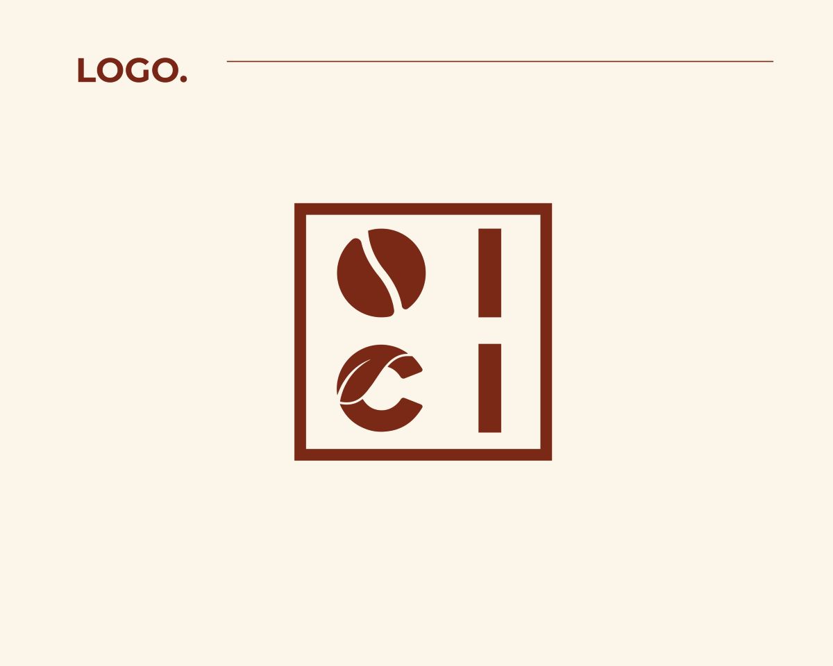 Ý tưởng thiết kế logo lấy cảm hứng từ hạt cà phê và tên thương hiệu