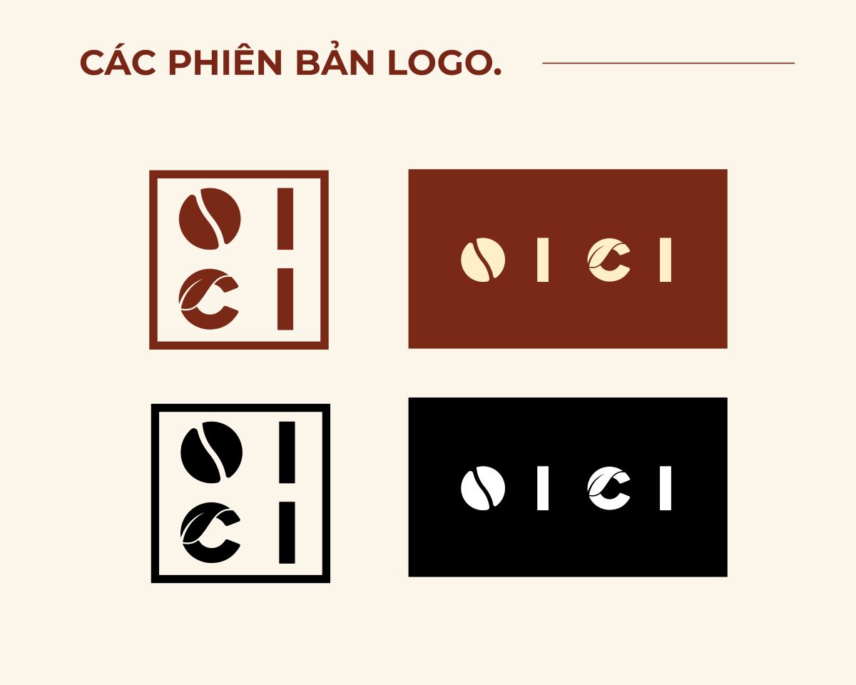 Ý tưởng thiết kế logo lấy cảm hứng từ hạt cà phê và tên thương hiệu