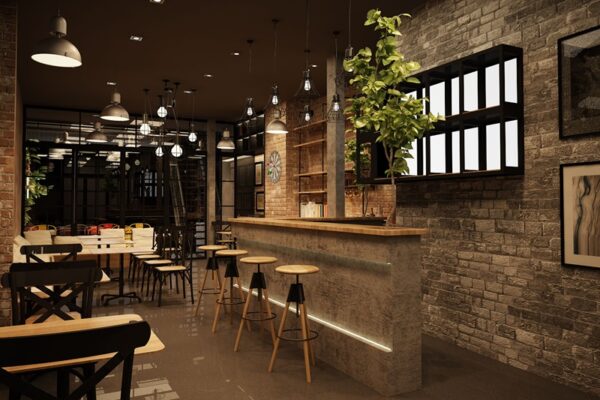 quán cafe phong cách Industrial