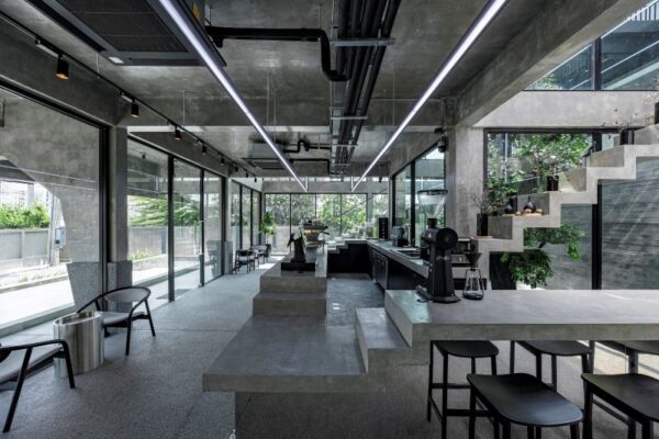 cafe phong cách industrial gồm dùng những vật liệu gì