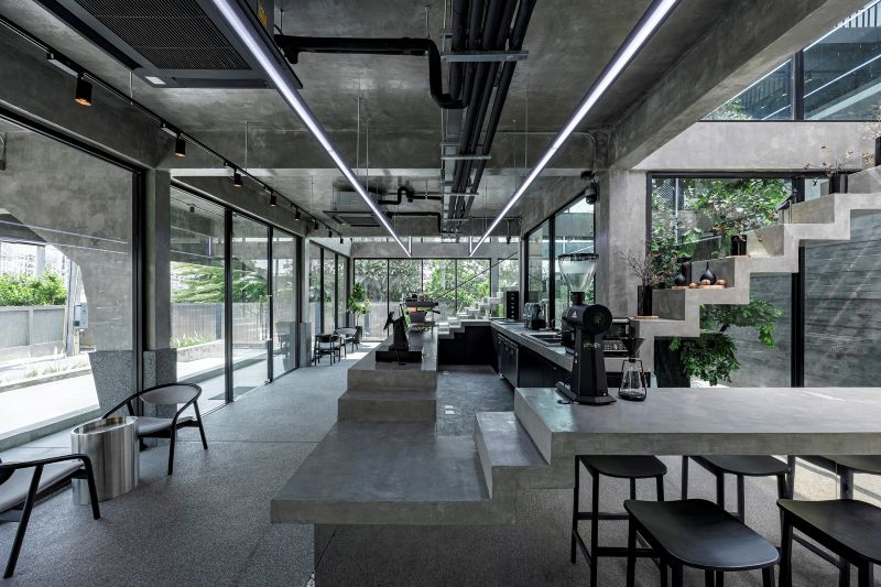 cafe phong cách industrial gồm dùng những vật liệu gì
